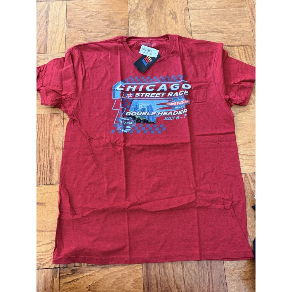 NASCAR Chicago Street Race 2024 Logo Graphic Tshirt Double Sided Mens L NWT 508